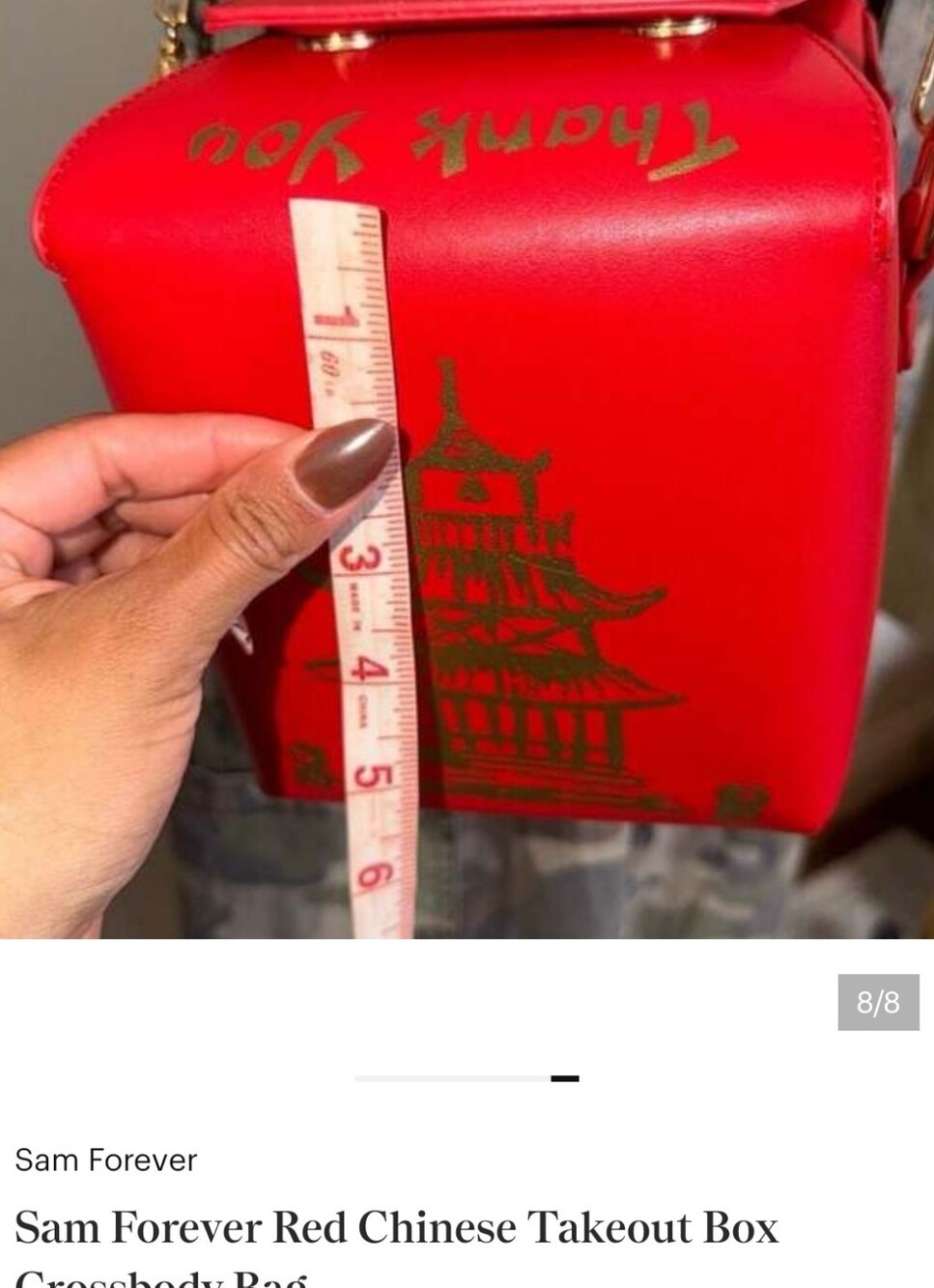 Red 'Thank You' Pagoda Box Crossbody Bag